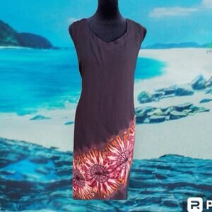 BATIK DESIGN, long with colorful batik on skirt, sleeveless dress women's M-L